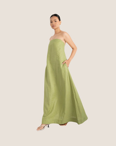 NAYA STRAPLESS DRESS FOREST GREEN